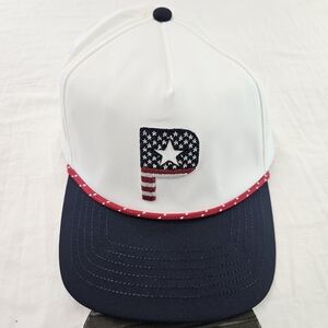 PUMA Five Panel Pars and Stripes Adjustable Fit Red White Blue Hat Cap